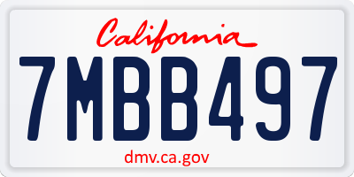 CA license plate 7MBB497