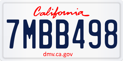CA license plate 7MBB498