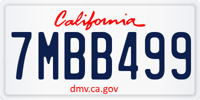 CA license plate 7MBB499