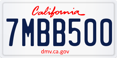CA license plate 7MBB500