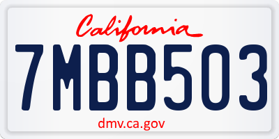 CA license plate 7MBB503