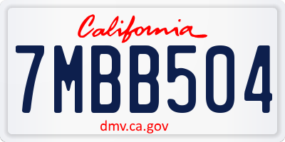 CA license plate 7MBB504