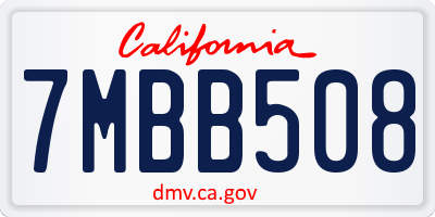 CA license plate 7MBB508