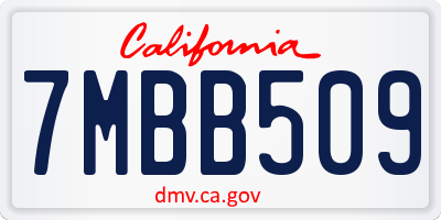 CA license plate 7MBB509