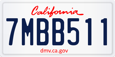 CA license plate 7MBB511