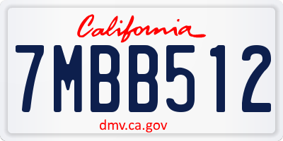 CA license plate 7MBB512