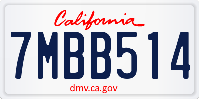 CA license plate 7MBB514