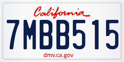 CA license plate 7MBB515