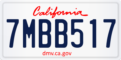 CA license plate 7MBB517