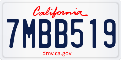 CA license plate 7MBB519