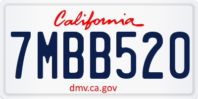 CA license plate 7MBB520