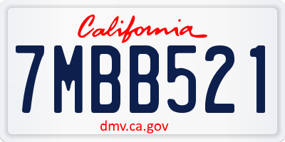 CA license plate 7MBB521