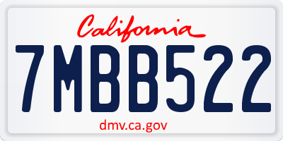 CA license plate 7MBB522