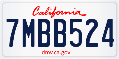 CA license plate 7MBB524