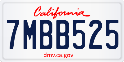 CA license plate 7MBB525