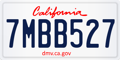 CA license plate 7MBB527
