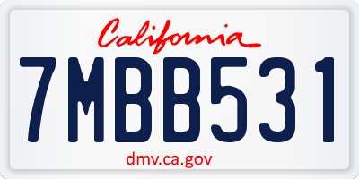CA license plate 7MBB531