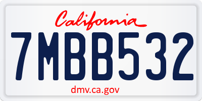 CA license plate 7MBB532