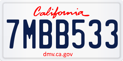 CA license plate 7MBB533