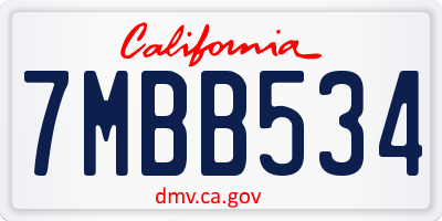 CA license plate 7MBB534