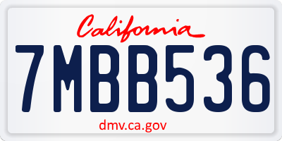 CA license plate 7MBB536