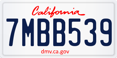 CA license plate 7MBB539