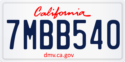 CA license plate 7MBB540