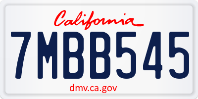 CA license plate 7MBB545