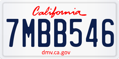 CA license plate 7MBB546