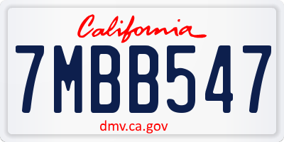 CA license plate 7MBB547