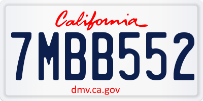 CA license plate 7MBB552