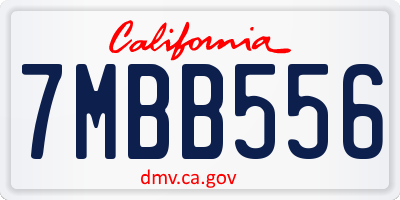 CA license plate 7MBB556