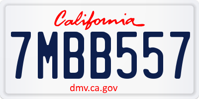 CA license plate 7MBB557
