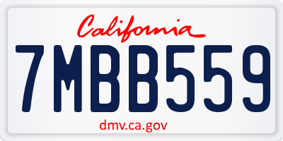 CA license plate 7MBB559