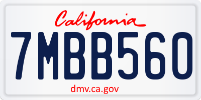CA license plate 7MBB560