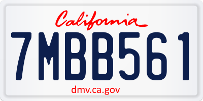 CA license plate 7MBB561