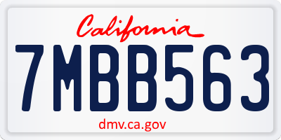 CA license plate 7MBB563