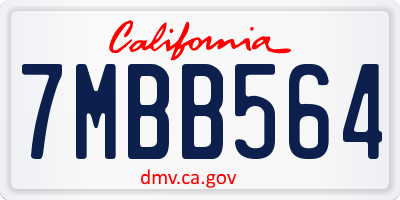 CA license plate 7MBB564