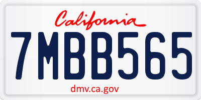 CA license plate 7MBB565