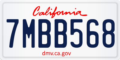 CA license plate 7MBB568