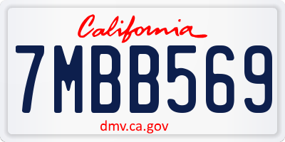 CA license plate 7MBB569