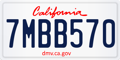 CA license plate 7MBB570