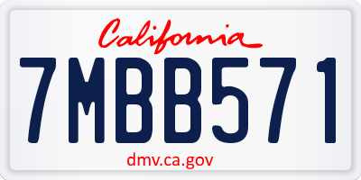 CA license plate 7MBB571
