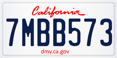 CA license plate 7MBB573