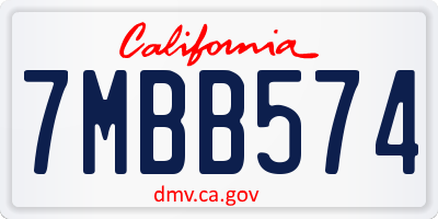 CA license plate 7MBB574