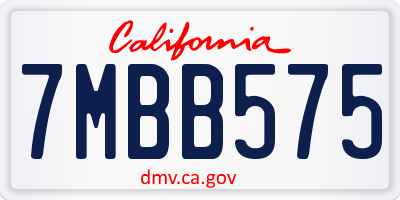 CA license plate 7MBB575