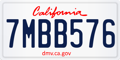 CA license plate 7MBB576