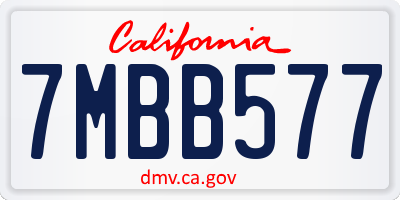 CA license plate 7MBB577