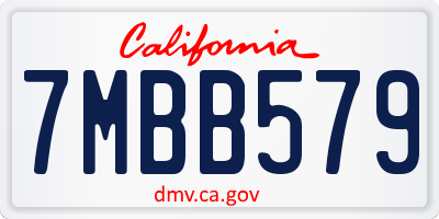 CA license plate 7MBB579