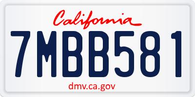CA license plate 7MBB581